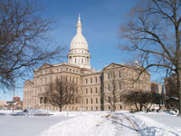 Michigan State Capitol in winter