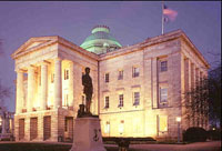 A night view of North Carolina's Capitol