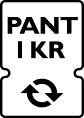 Deposit label stating "Pant 1 kr"